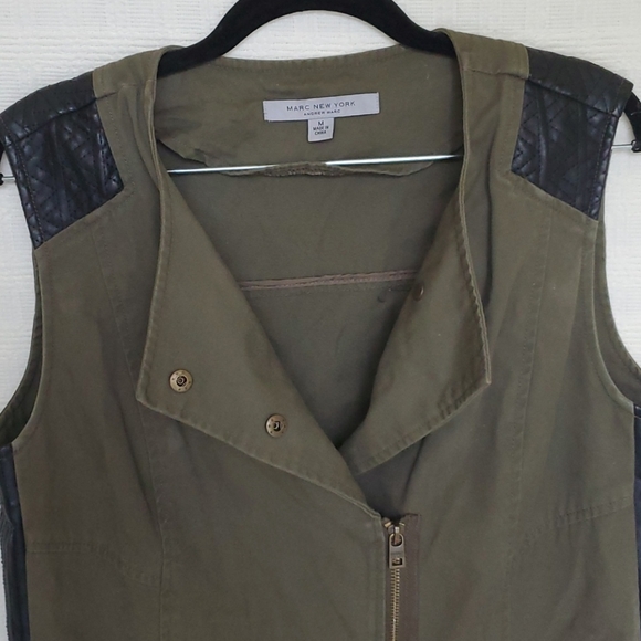 Cotton Twill Flap Vest w/ Vegan Leather Detailing - Picture 6 of 8